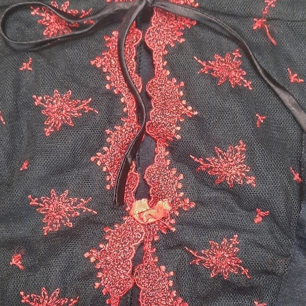 Vintage Y2k Black & Red Lace Front Teddy Bodysuit - Picture 4 of 9